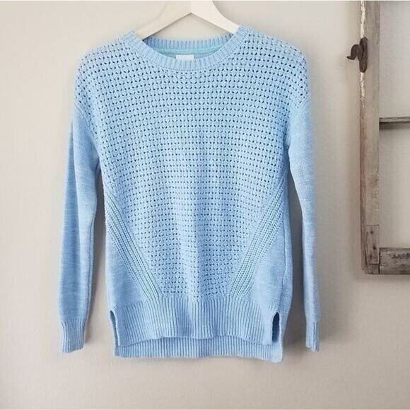 90s sky‎ blue beachy sweater loose weave S lightweight y2k 2000s - Picture 1 of 5